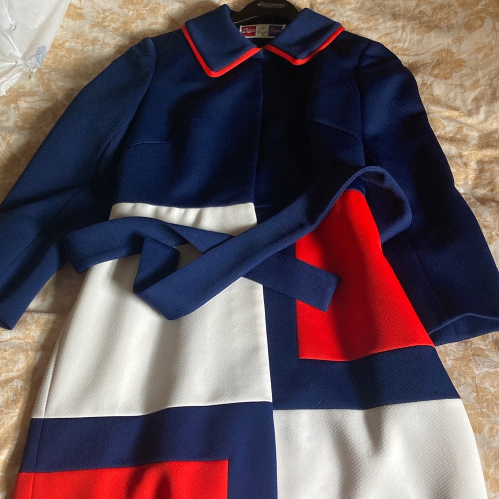 1960 Vintage Colorblock 3 piece set (coat, dress, belt)